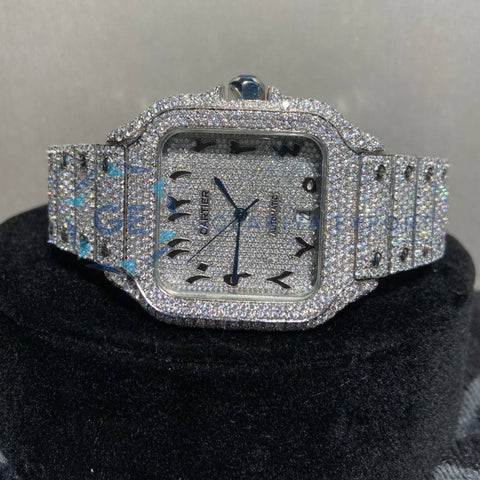 Bust Down Moissanite Iced Out Arabic Men's Watch