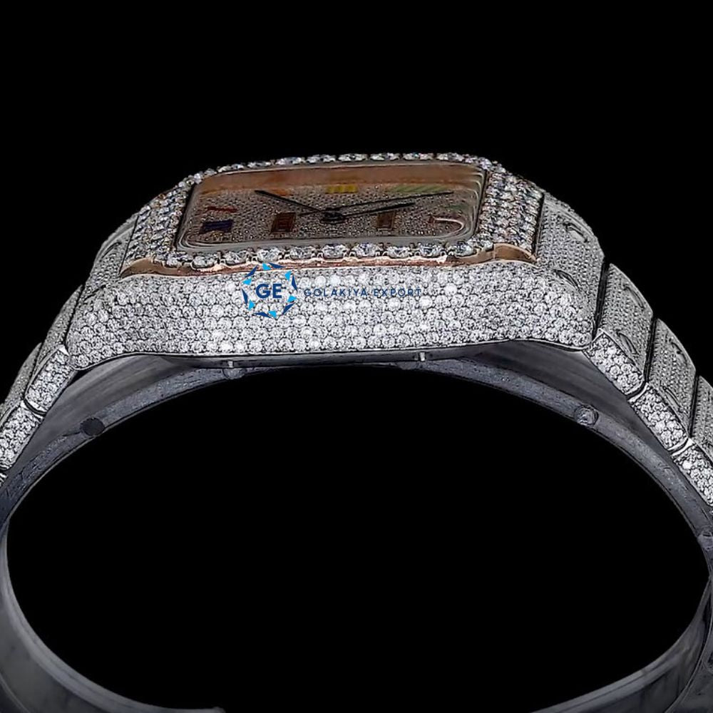 Rainbow Numeric Full Iced Out Luxury Rapper Style Watch For Men's