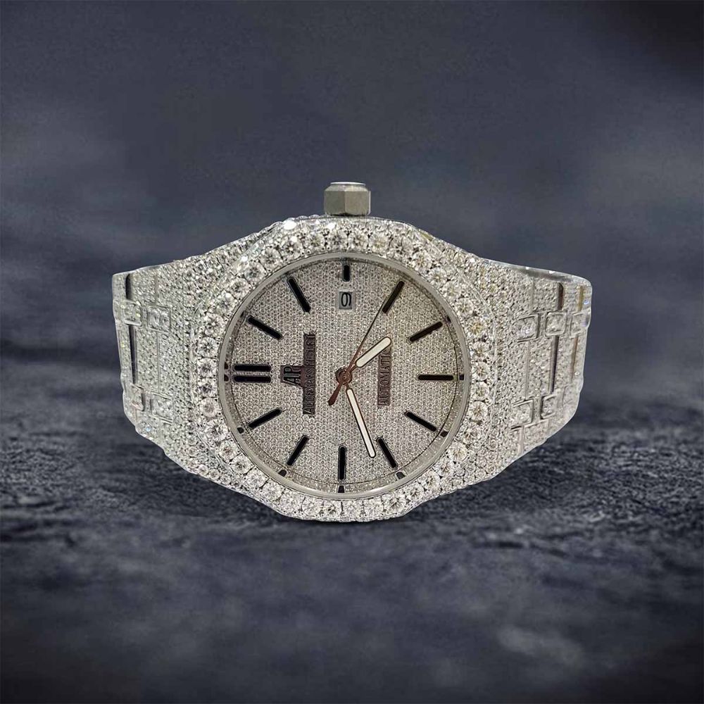 Black Stick Iced Out Moissanite Timeless Wrist Watch
