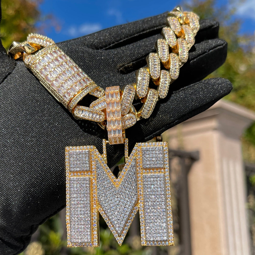 Iced Out Luxury Moissanite Letter Pendant For Men's