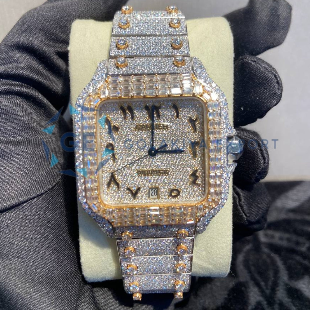 Moissanite Diamond Dual Tone Men's Luxury Watch