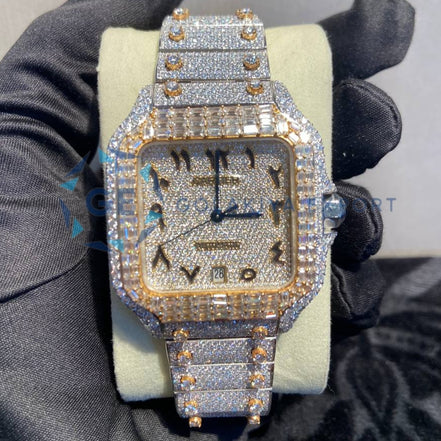 Moissanite Diamond Dual Tone Men's Luxury Watch