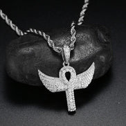 925 Silver Moissanite Angle Wing Cross Pendant For Men's