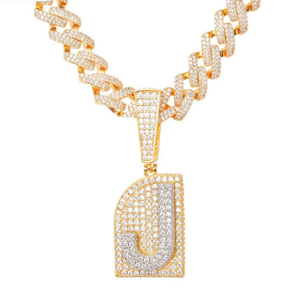 Letter Initial Chain Moissanite Diamond Flooded Ice Letter Pendant