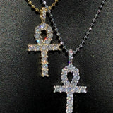 Luxury Hip Hop Tennis Ankh Cross Moissanite Pendant
