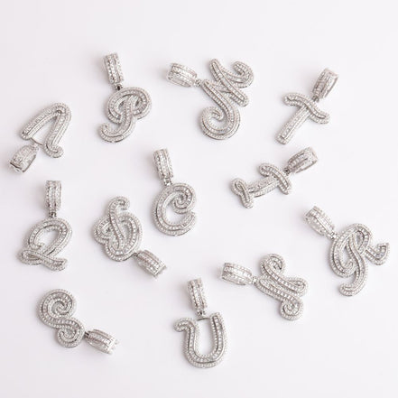 Iced Out Moissanite Customize Name Letter Pendant