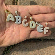 Bubble Custome Name Latter Moissanite Pendant