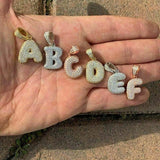 Bubble Custome Name Latter Moissanite Pendant