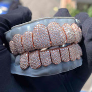 Rose Gold Plated Handmade Moissnaite Grillz For Men's