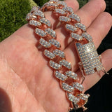 Rose Gold Plated Moissanite Cuban Link Bracelet