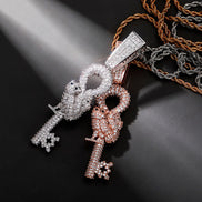 Flooded Ice Wise Owl Key Bling Moissanite Pendant