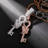 Flooded Ice Wise Owl Key Bling Moissanite Pendant