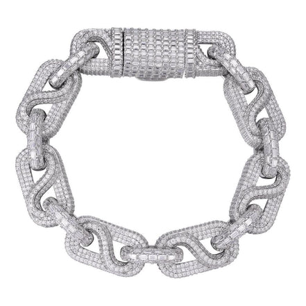 925 Sterling Silver Moissanite Diamond Link Bracelet