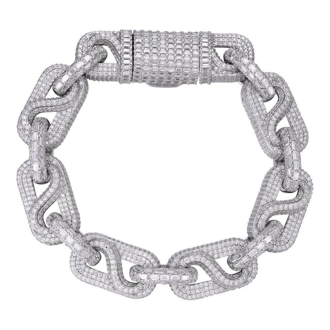 925 Sterling Silver Moissanite Diamond Link Bracelet