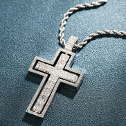 Crisscross Moissanite Diamond Silver Pendant For Men's