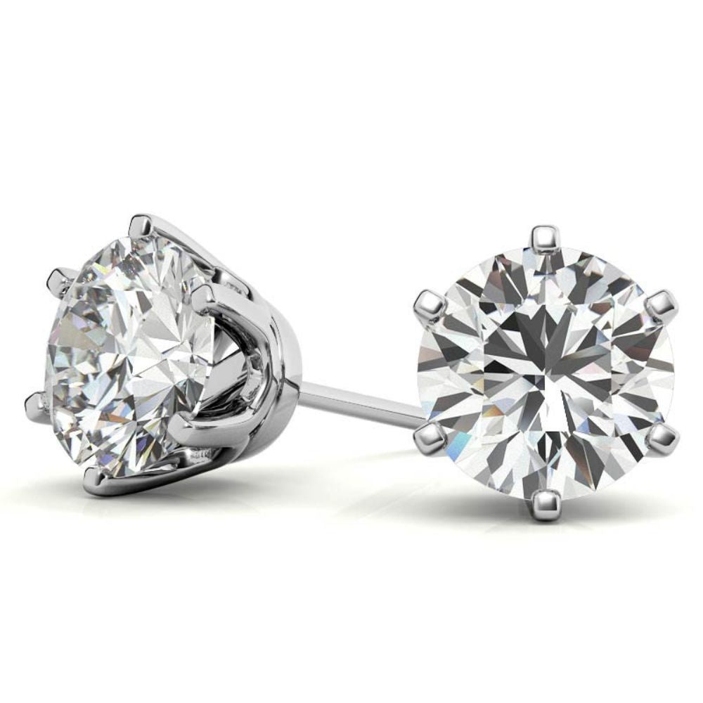 Everyday Round Cut Moissanite Stud Earrings With Push Back