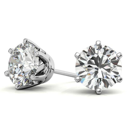 Everyday Round Cut Moissanite Stud Earrings With Push Back