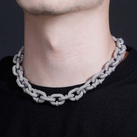 Iced Out Colorless Moissanite Rolo Link Chain
