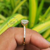 14K Yellow Gold Hidden Halo Princess Cut  Engagement Ring