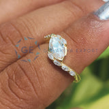 Marquise Cut Side Stone Lab Grown Unique Rings