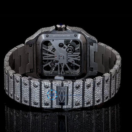 Fashionable Iced Out Full Moissanite Skeleton Wrist Watch