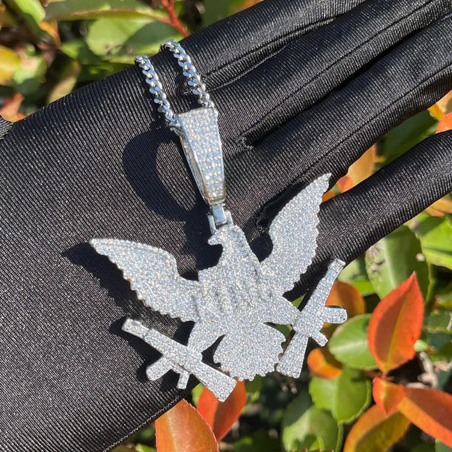 Men's Iced Out Eagle Gang Pendant Moissanite Pendant