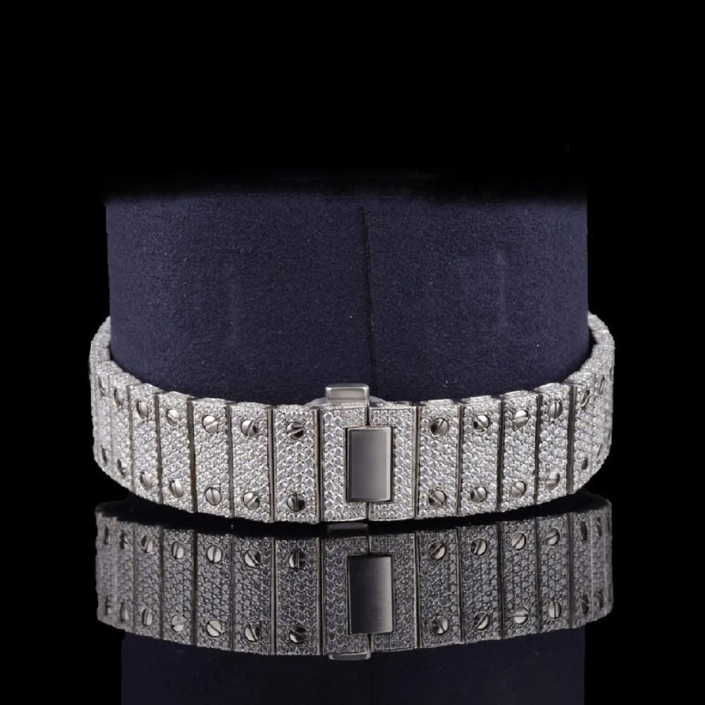 Full Iced Out Moissanite Roman Dial Watch For Men's