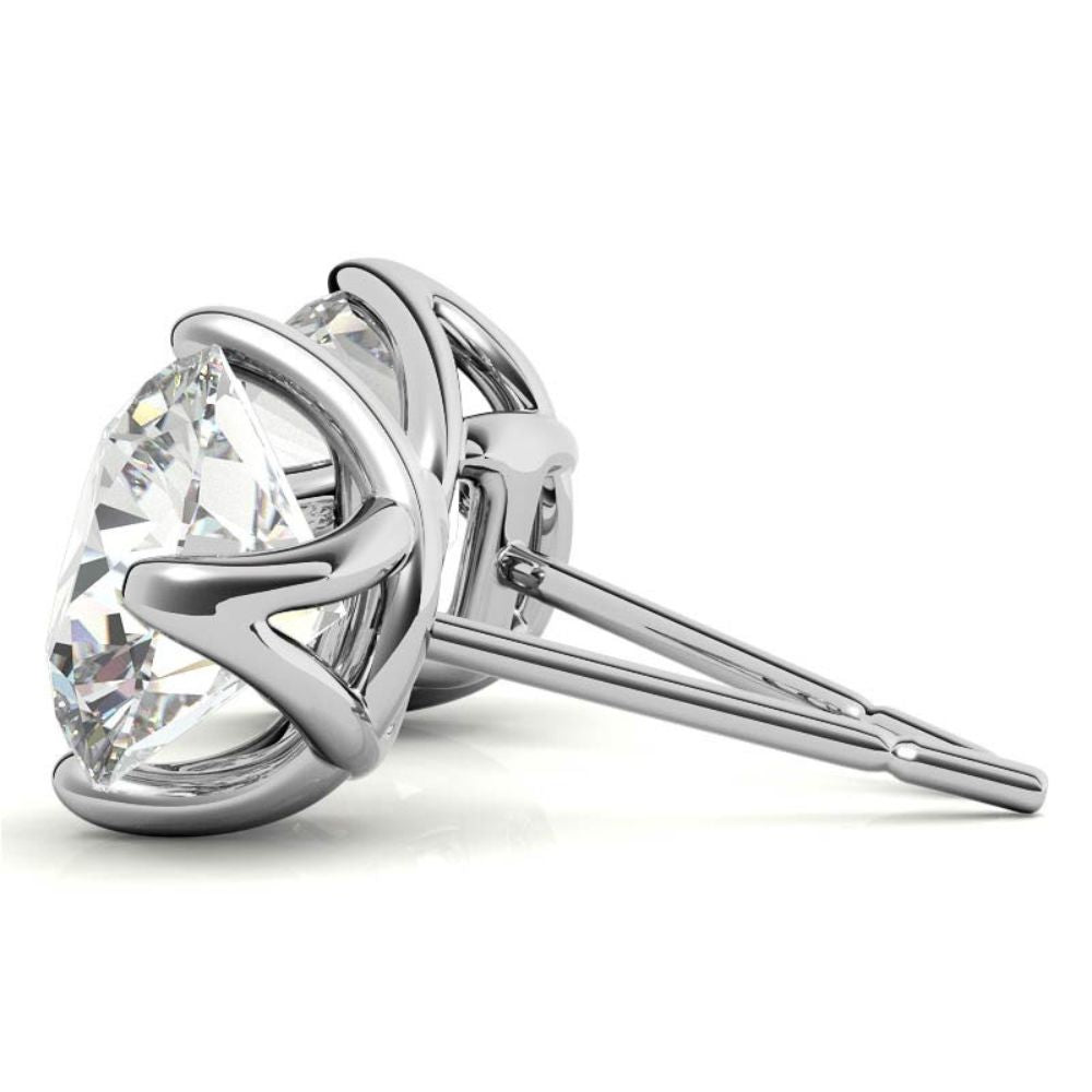 Four Prong Round Cut Moissanite Earrings