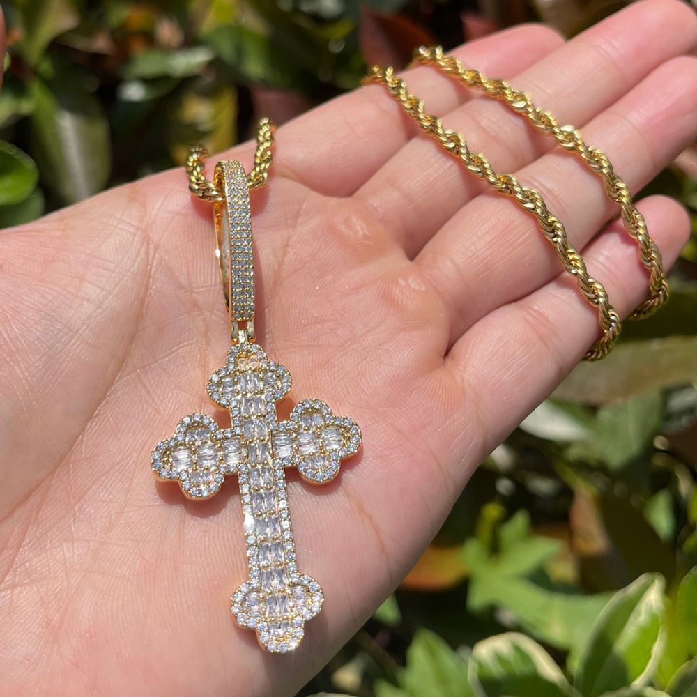 Iced Out Moissanite Diamond Criss Cross Pendant