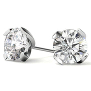 Sterling Silver Round Moissanite Stud Earrings