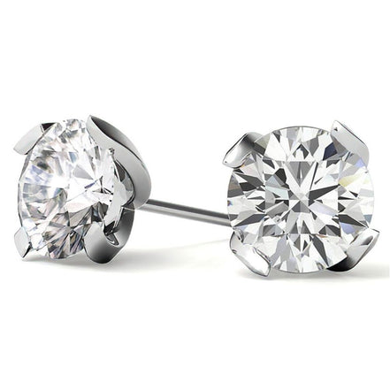 Sterling Silver Round Moissanite Stud Earrings