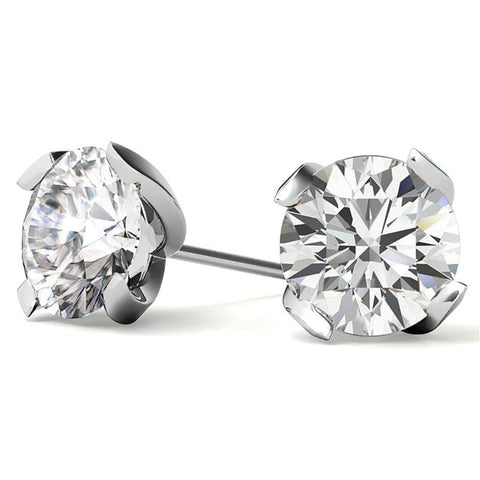 Sterling Silver Round Moissanite Stud Earrings