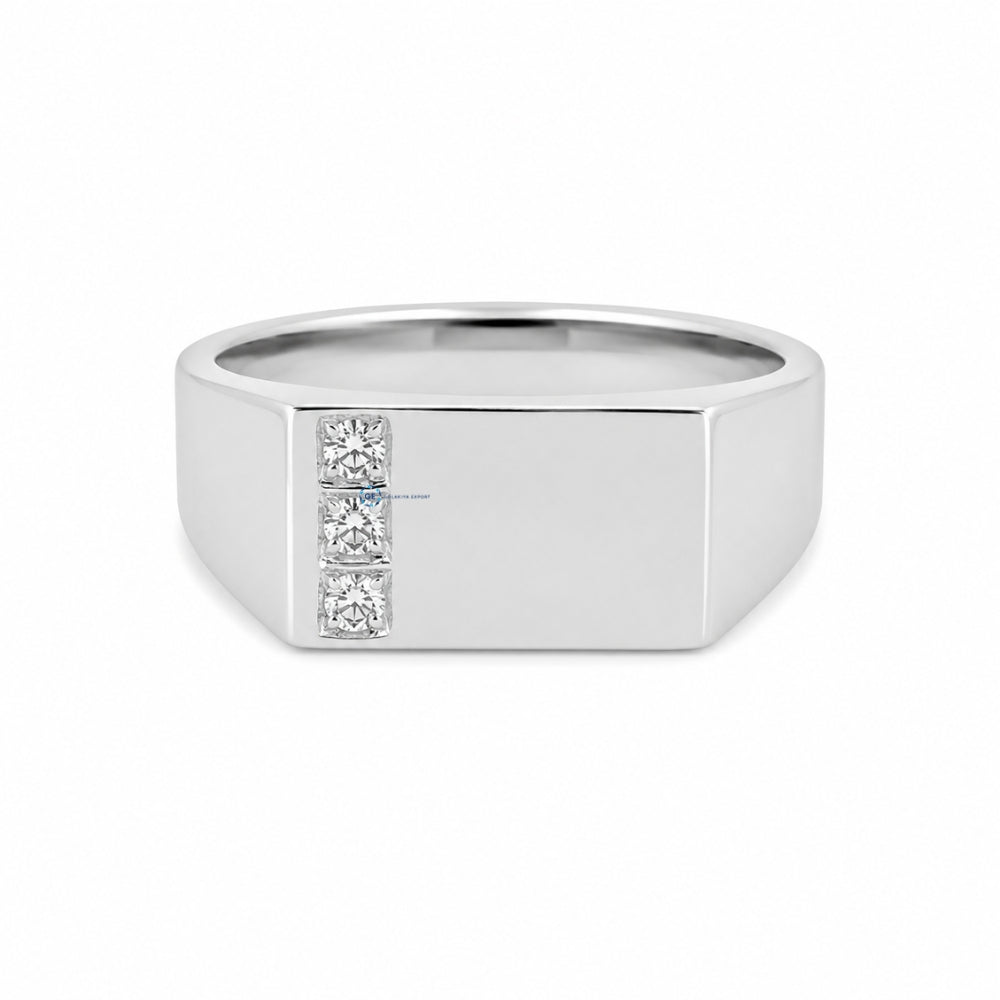 Luxury Moissanite Round Cut Signet Ring For Men's