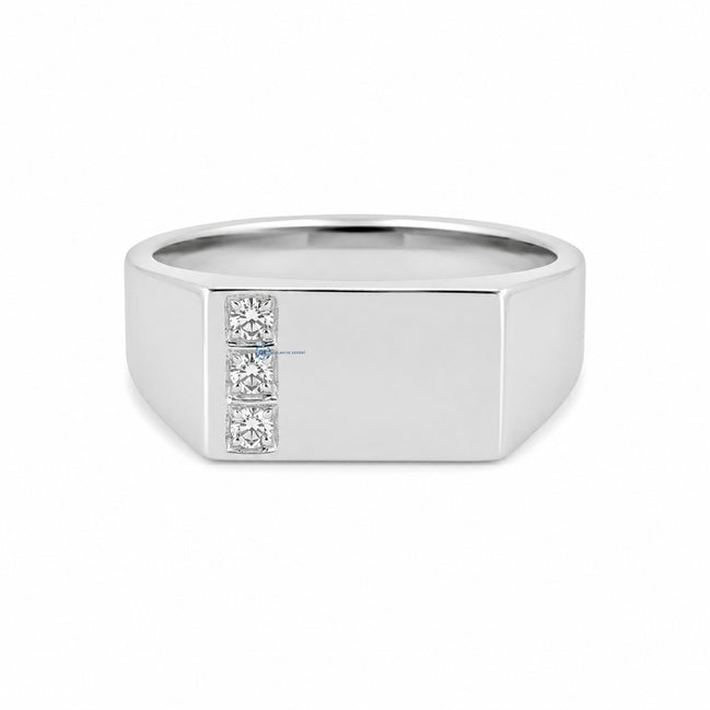 Luxury Moissanite Round Cut Signet Ring For Men's