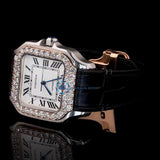 VVS1 Moissanite Black Leather Belt Classic Wrist Watch
