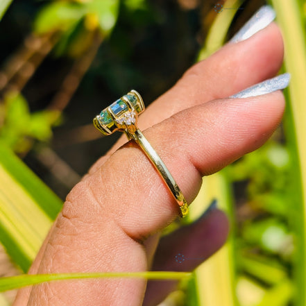 3CT Hexagon Lab Grown Green Diamond Ring For Women