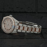 Roman Dial Stainless Steel Datejust Colorless Moissanite Wrist Watch
