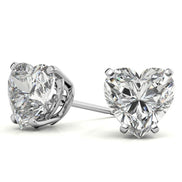 Modern Solitaire Heart Cut Moissanite Earrings