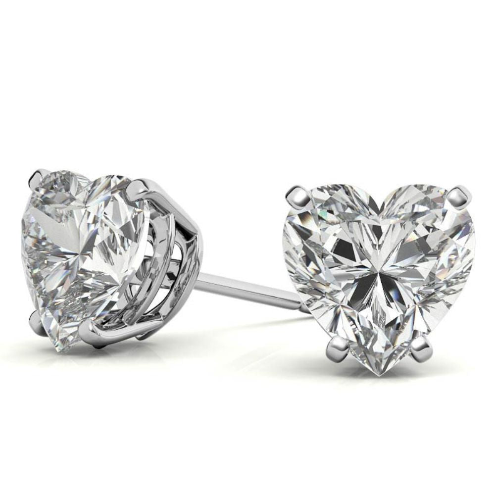 Modern Solitaire Heart Cut Moissanite Earrings