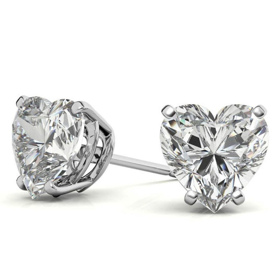 Modern Solitaire Heart Cut Moissanite Earrings