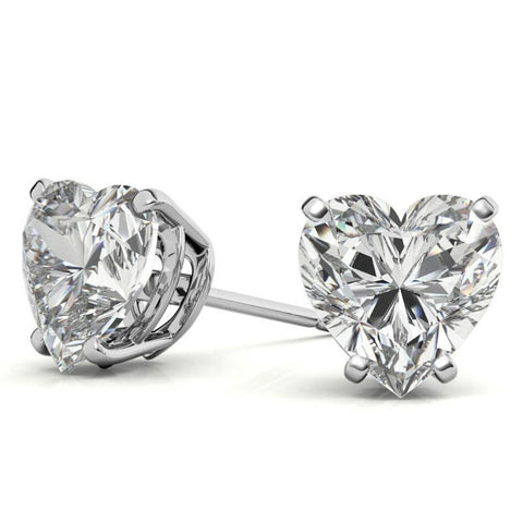 Modern Solitaire Heart Cut Moissanite Earrings