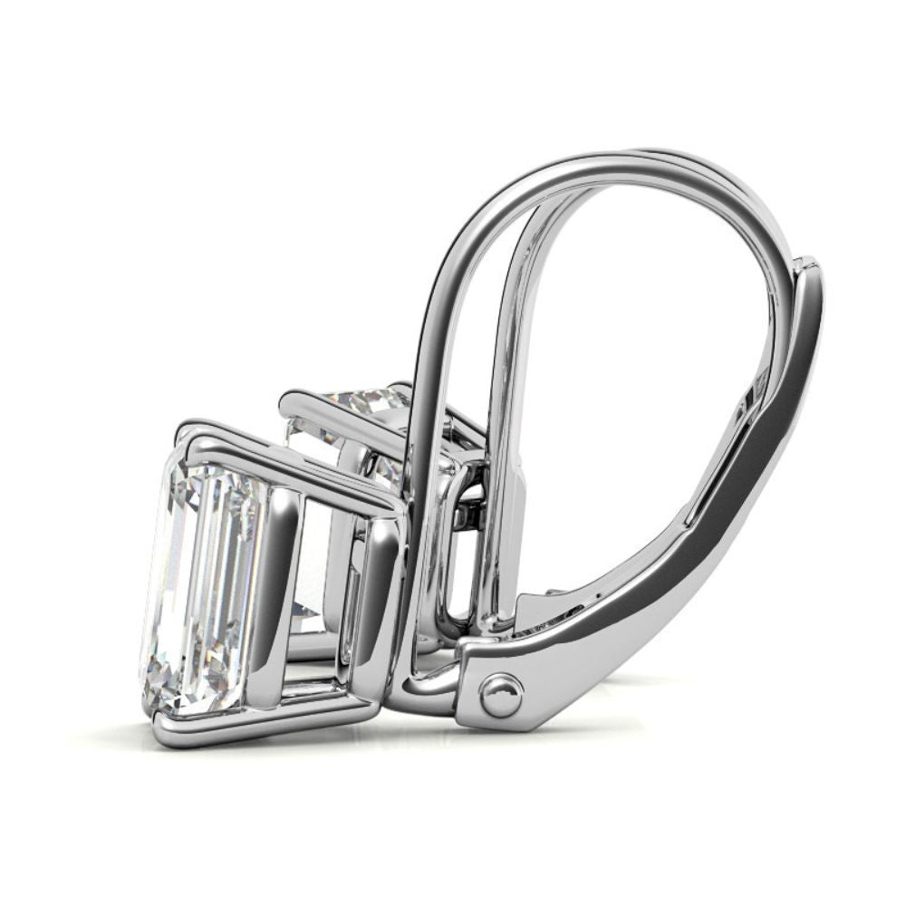 Moissanite Emerald Cut Dainty Wear Hoop Earrings
