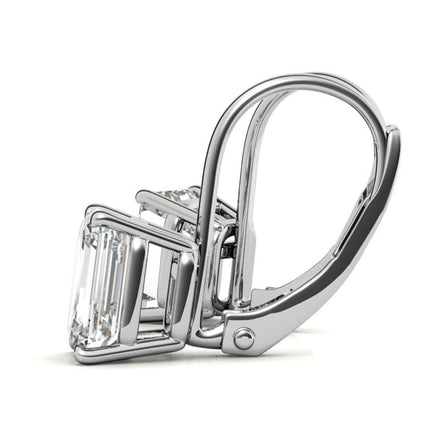 Moissanite Emerald Cut Dainty Wear Hoop Earrings