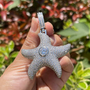 Mossanite Center Stone Superstar Starfish Flooded Ice Streetwear Pendant