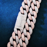 Dual Tone Moissanite Diamond Miami Cuban Link Bracelet