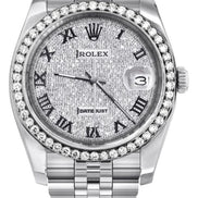Datejust Custom Moissanite Bezel Roman Numerals Dial