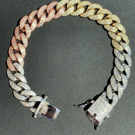 D Color Moissanite Cuban Link Bracelet