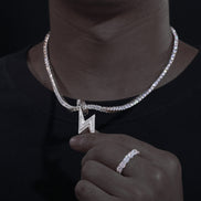 Moissanite Baguette Cut Lightning Bolt Pendant