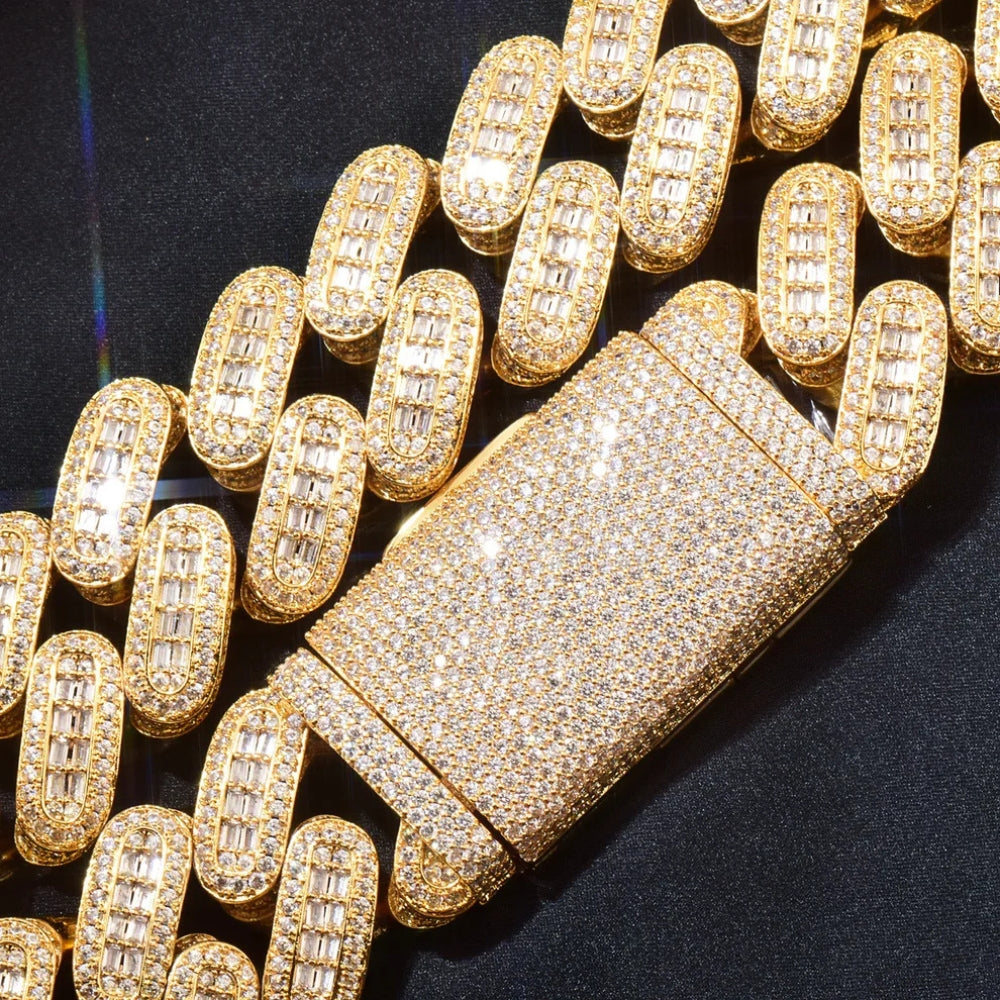 Iced Out Baguette Cuban Link Moissanite Bracelet
