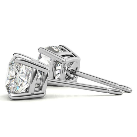Cushion Cut Moissanite Push Lock Earrings